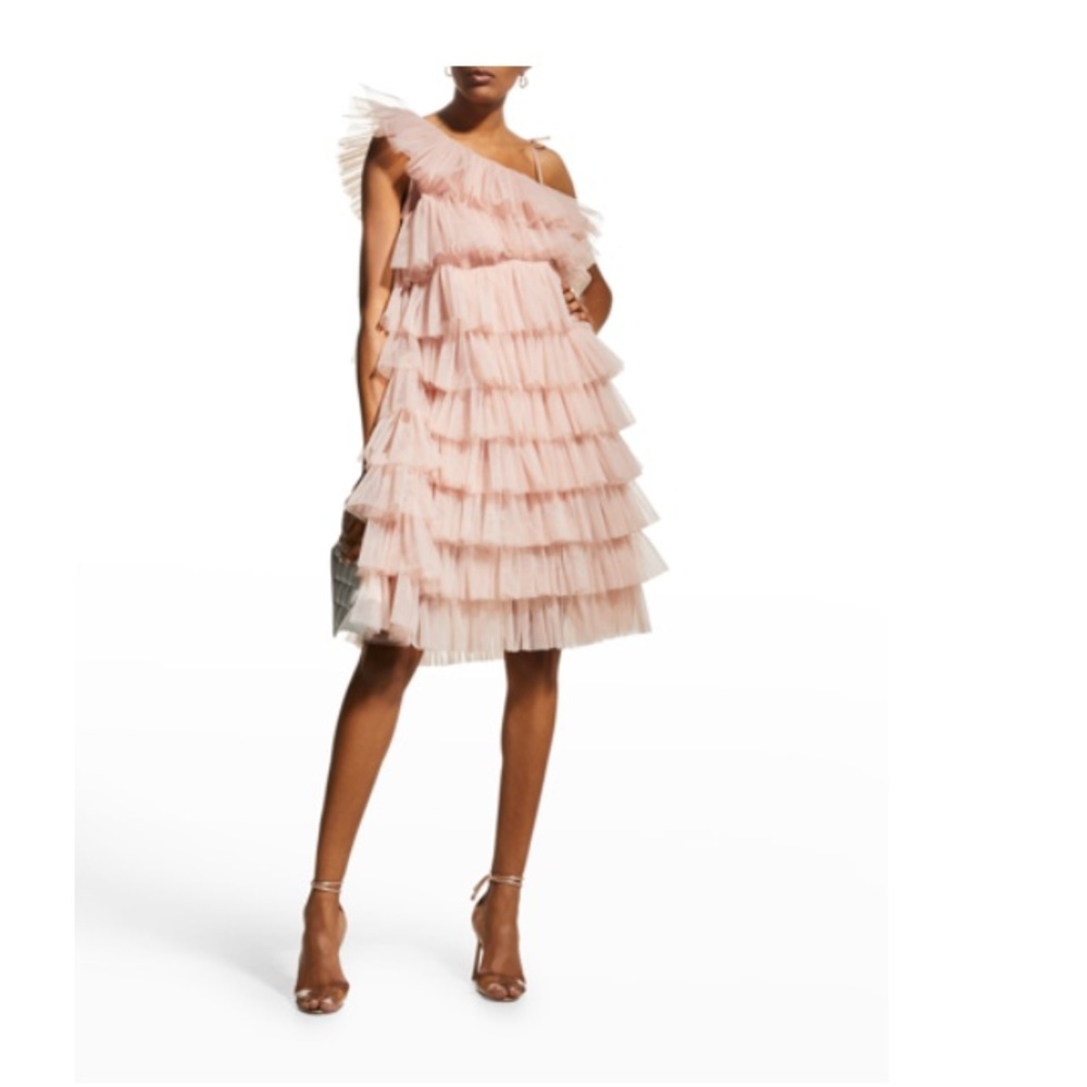 Paskal Ruffled Tulle Pink Cocktail Dress Size Large NWT